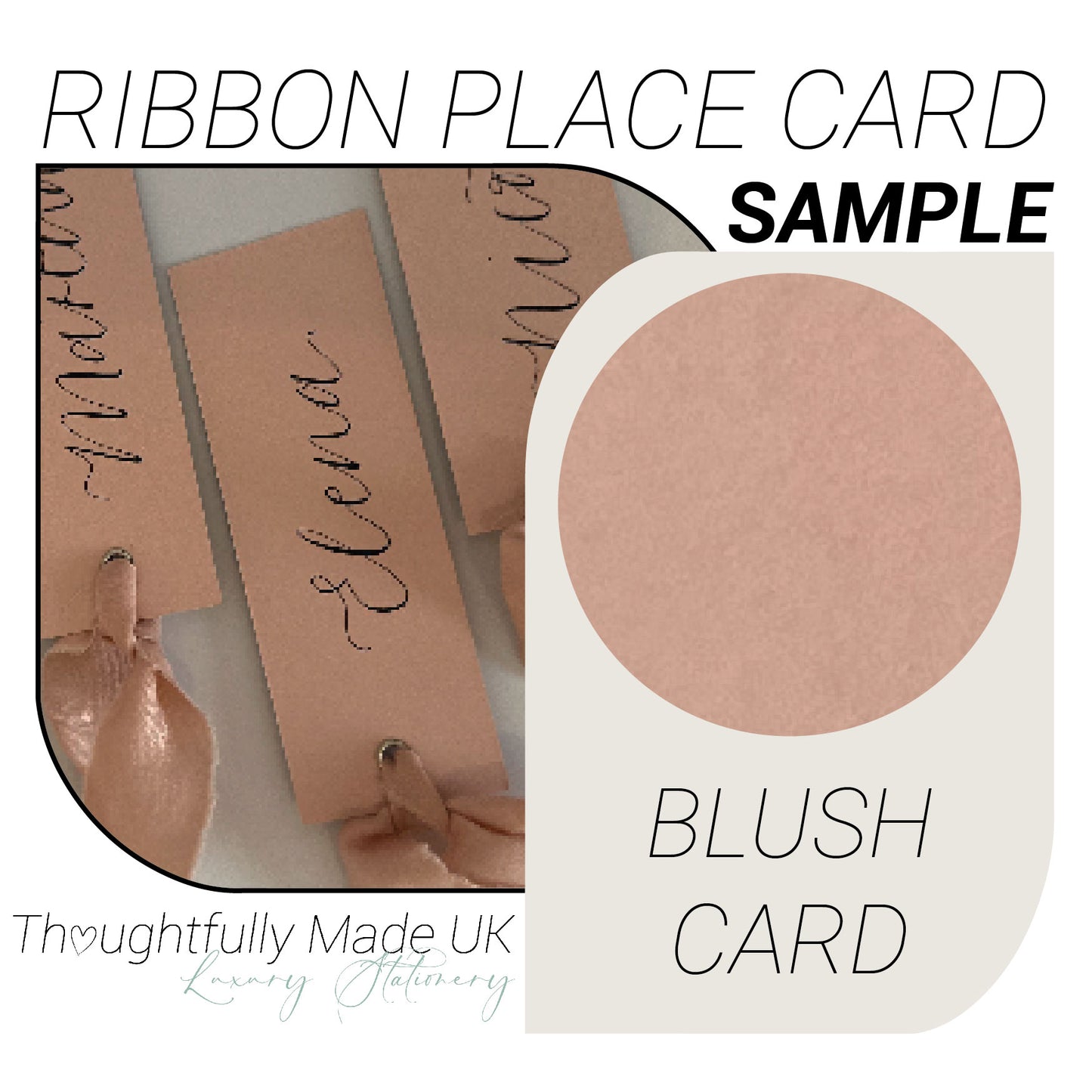 BLUSH Place Card Sample | Calligraphy Wedding Place Name Card |