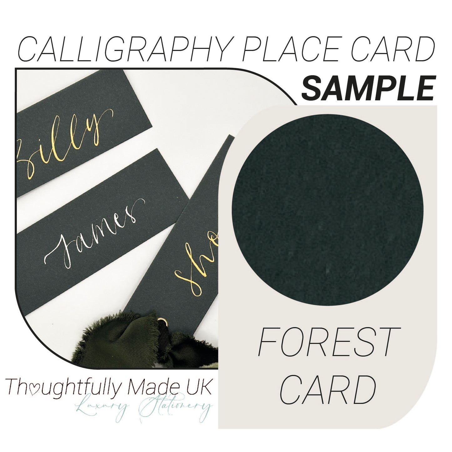 FOREST Place Card Sample | Calligraphy Wedding Place Name Card |