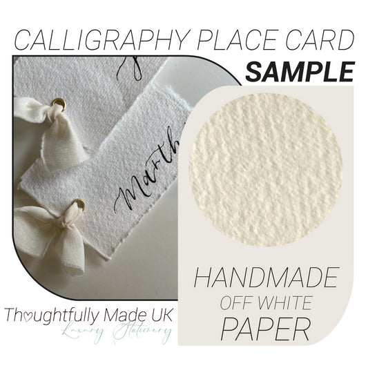 HANDMADE Paper Place Card Sample | Calligraphy Wedding Place Name Card |