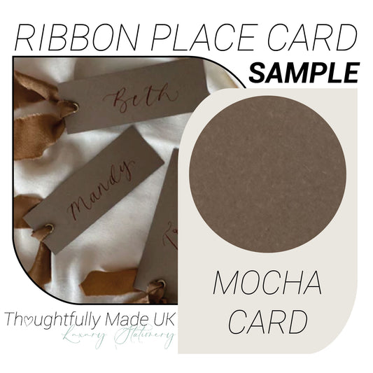 MOCHA BROWN Place Card Sample | Calligraphy Wedding Place Name Card |