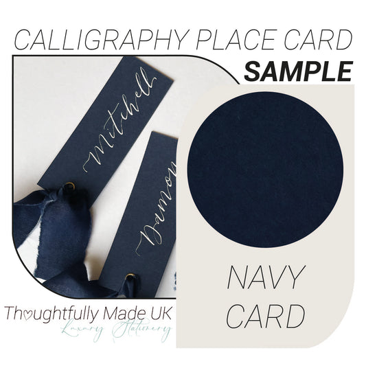 NAVY Place Card Sample | Calligraphy Wedding Place Name Card |