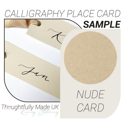 NUDE Place Card Sample | Calligraphy Wedding Place Name Card |