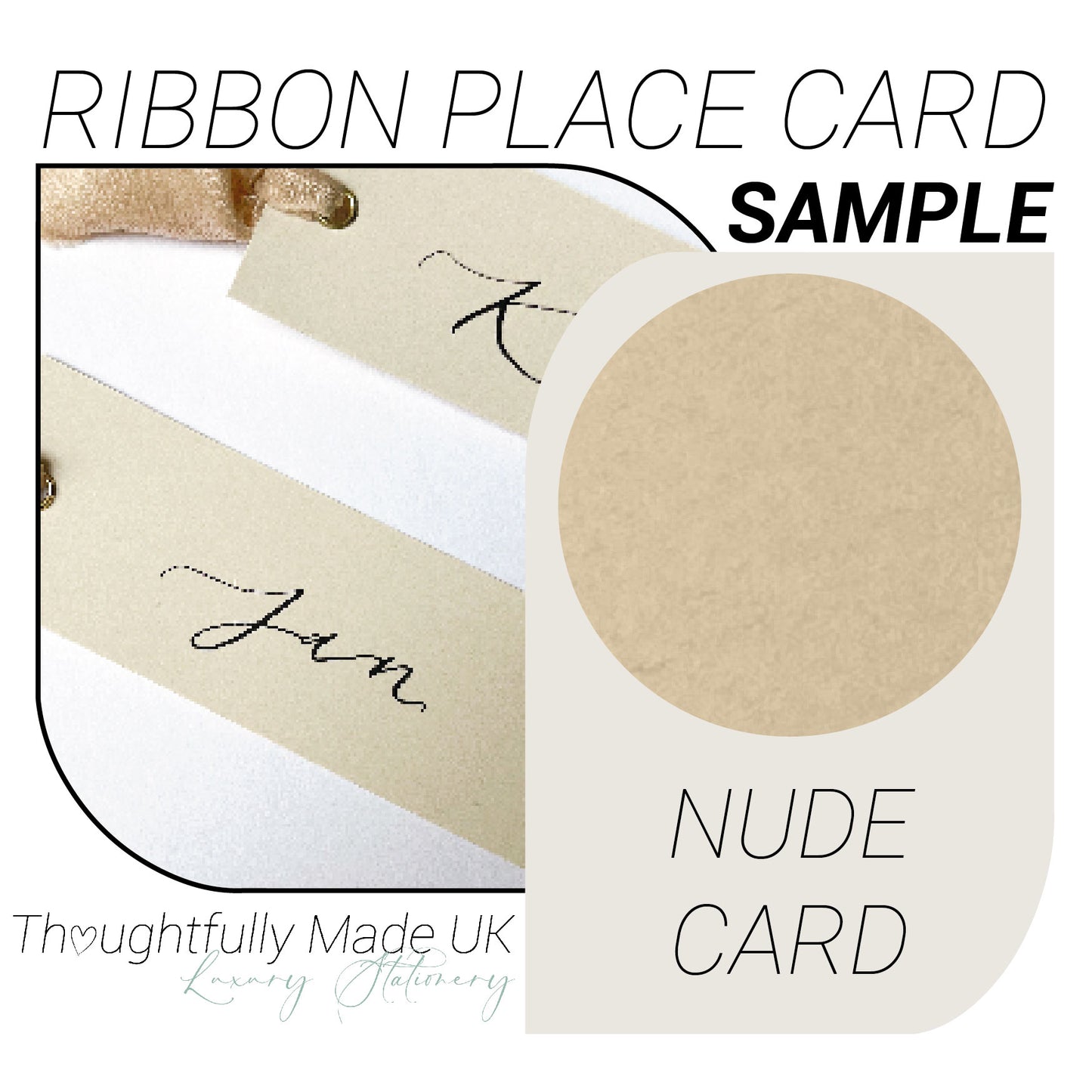 NUDE Place Card Sample | Calligraphy Wedding Place Name Card |