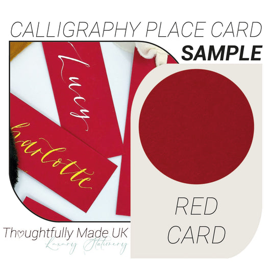 RED Place Card Sample | Calligraphy Wedding Place Name Card |