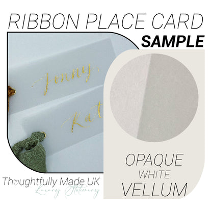 VELLUM Opaque Place Card Sample | Calligraphy Wedding Place Name Card |