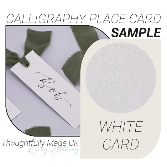 WHITE Place Card Sample | Calligraphy Wedding Place Name Card |