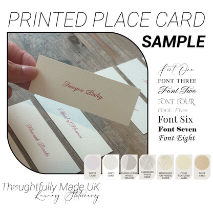 Printed Wedding Place Card Sample | Try Before You Order