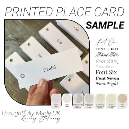 Printed Wedding Place Card Sample | Add Your Own Ribbon