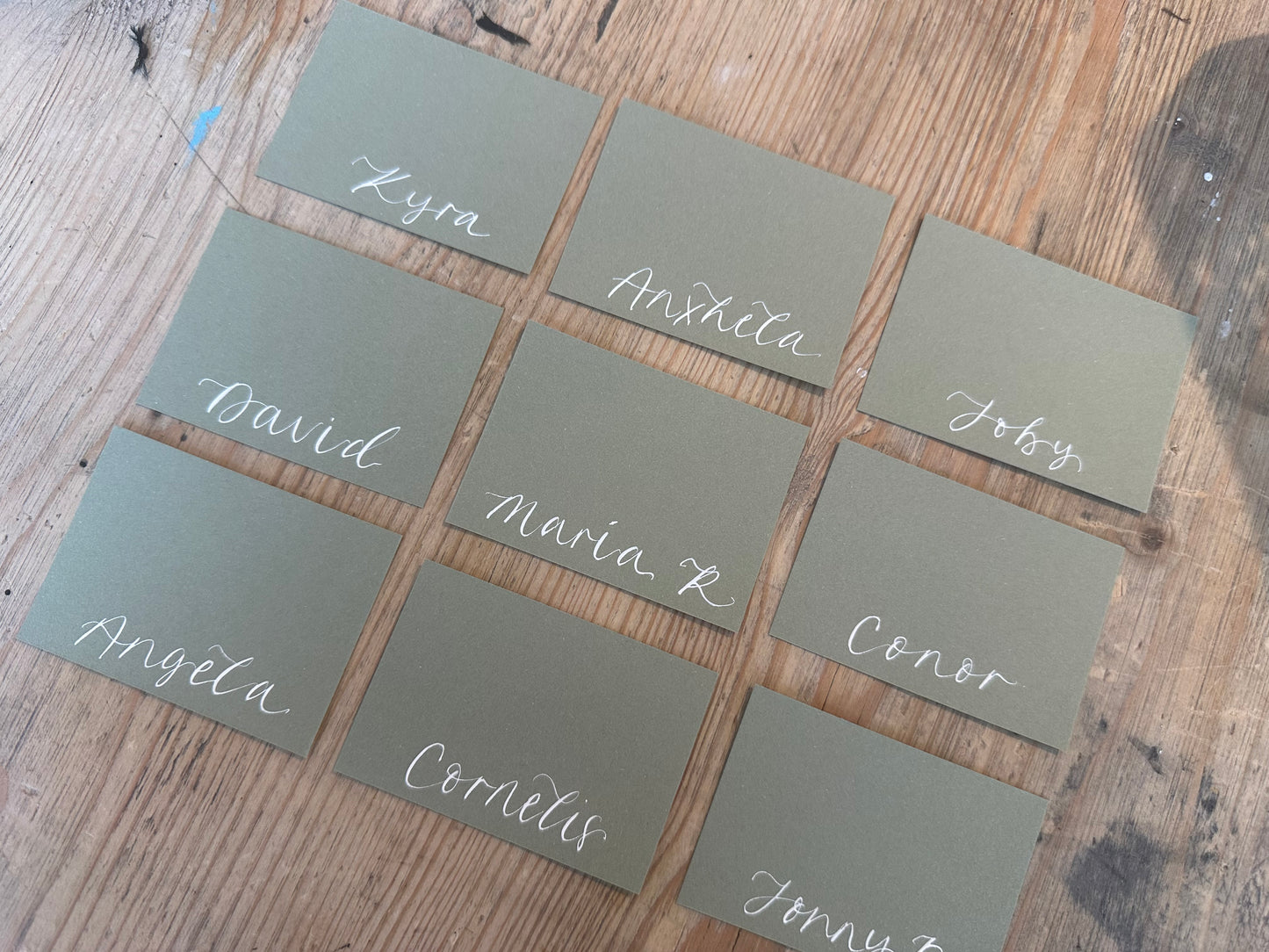 Square *ish Calligraphy Place Name Card | Calligraphy Wedding Place Name Card | Flat Place Card