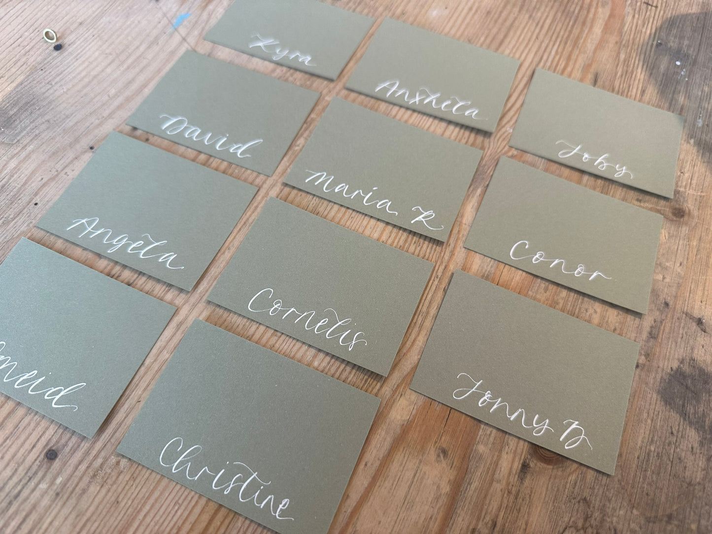 Square *ish Calligraphy Place Name Card | Calligraphy Wedding Place Name Card | Flat Place Card