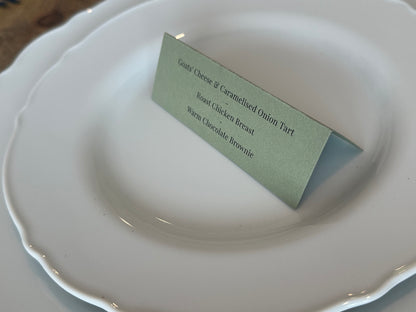 Menu Choice Tented Wedding Place Cards | Guest Menu Calligraphy Escort Cards