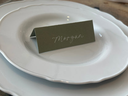 Menu Choice Tented Wedding Place Cards | Guest Menu Calligraphy Escort Cards