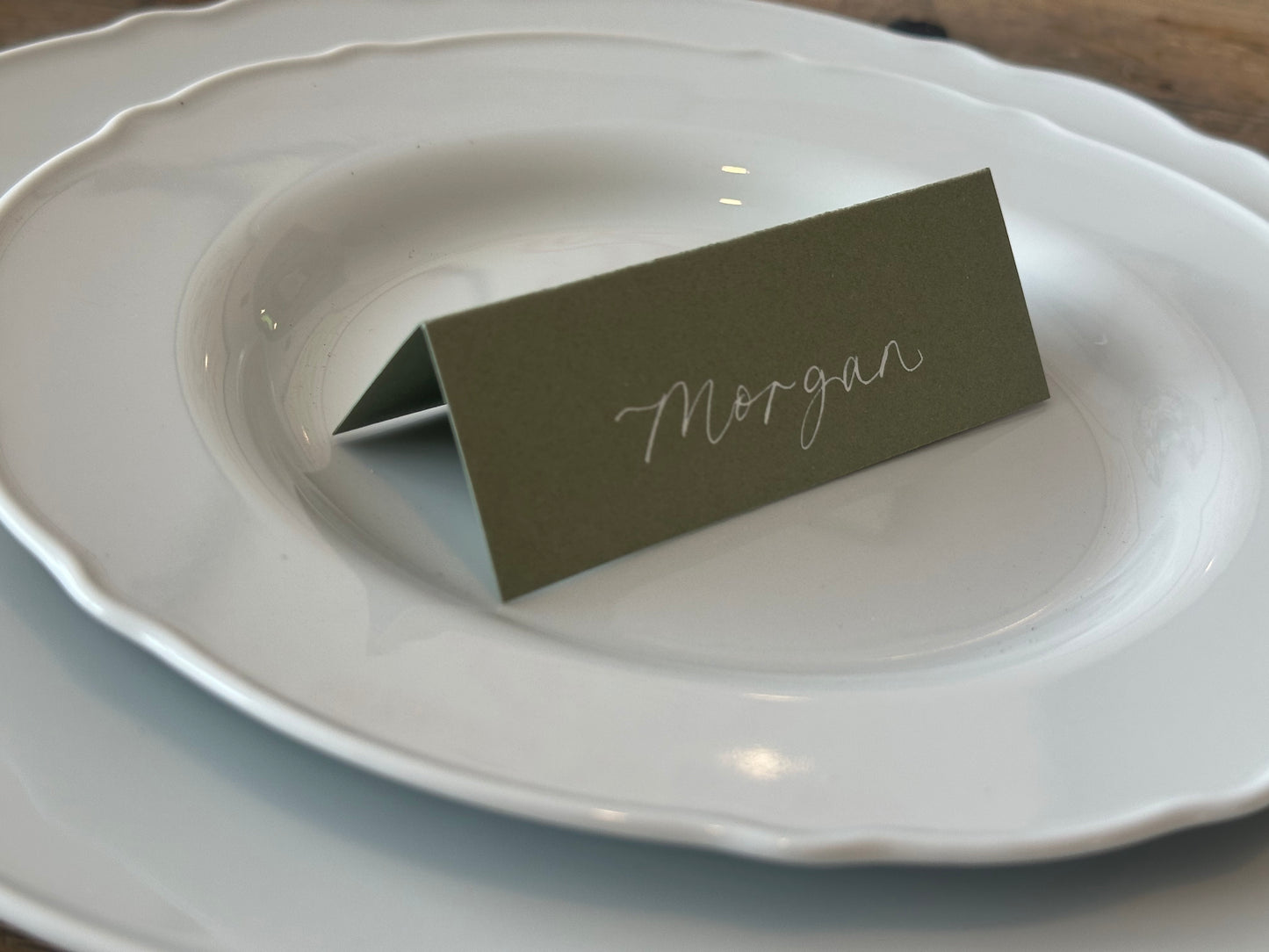 Menu Choice Tented Wedding Place Cards | Guest Menu Calligraphy Escort Cards