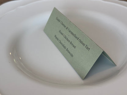 Menu Choice Tented Wedding Place Cards | Guest Menu Calligraphy Escort Cards
