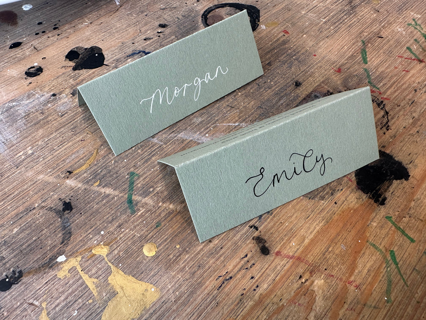 Menu Choice Tented Wedding Place Cards | Guest Menu Calligraphy Escort Cards