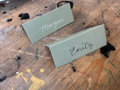 Menu Choice Tented Wedding Place Cards | Guest Menu Calligraphy Escort Cards