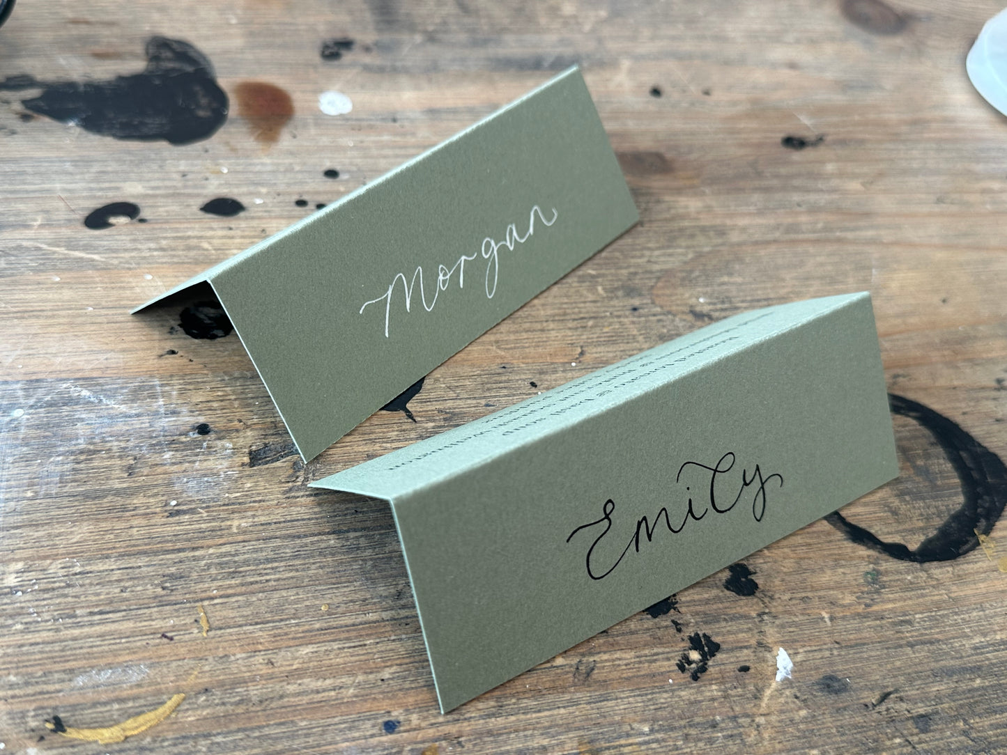 Menu Choice Tented Wedding Place Cards | Guest Menu Calligraphy Escort Cards