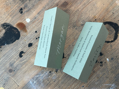 Menu Choice Tented Wedding Place Cards | Guest Menu Calligraphy Escort Cards