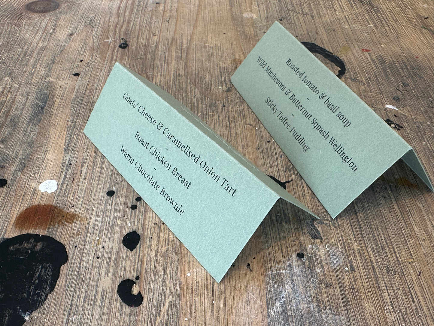 Menu Choice Tented Wedding Place Cards | Guest Menu Calligraphy Escort Cards