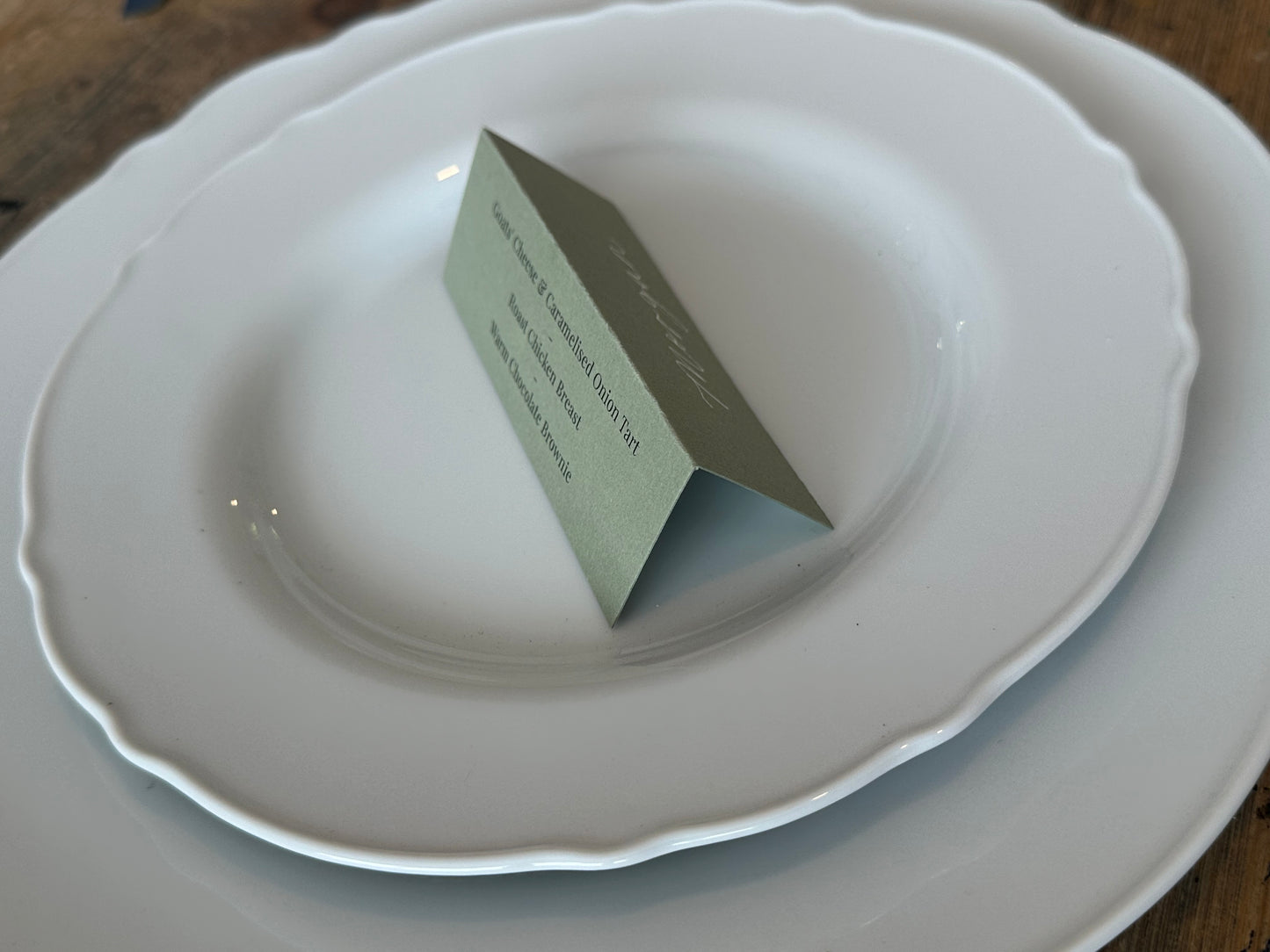 Menu Choice Tented Wedding Place Cards | Guest Menu Calligraphy Escort Cards