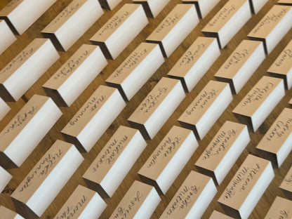 Tented Calligraphy Wedding Place Cards | Handwritten Hammered Card