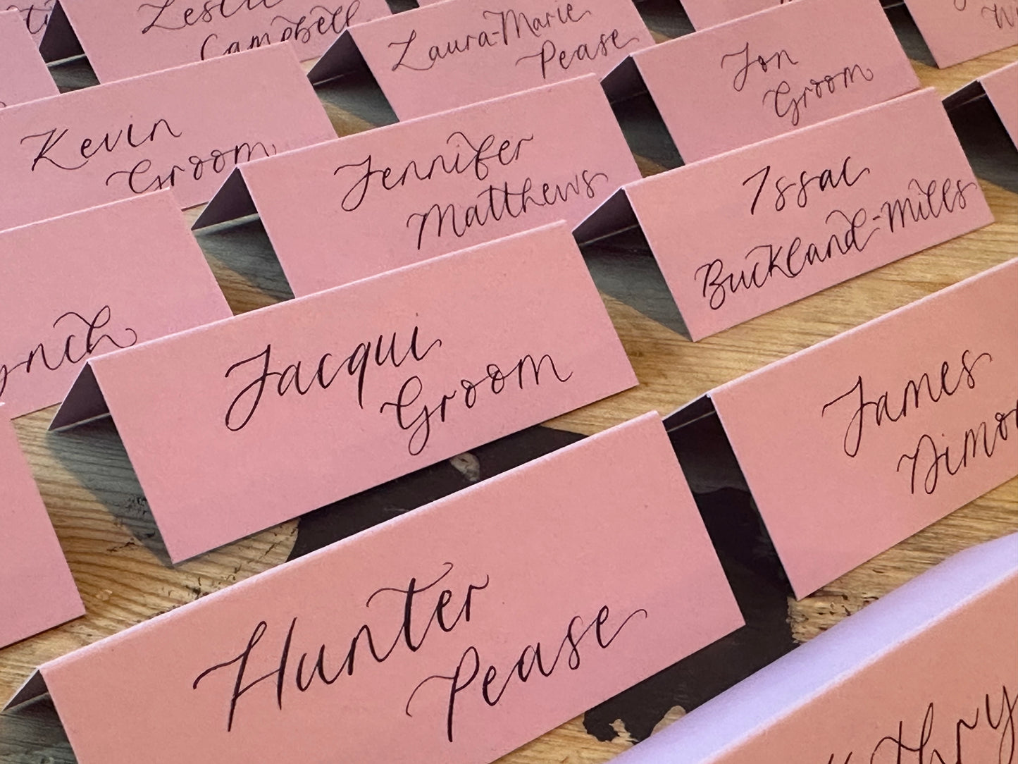 Lavender Lilac Tented Wedding Place Cards | Calligraphy Place Cards