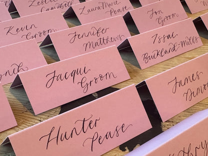 Lavender Lilac Tented Wedding Place Cards | Calligraphy Place Cards