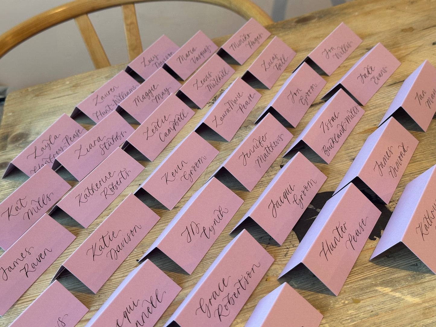 Lavender Lilac Tented Wedding Place Cards | Calligraphy Place Cards