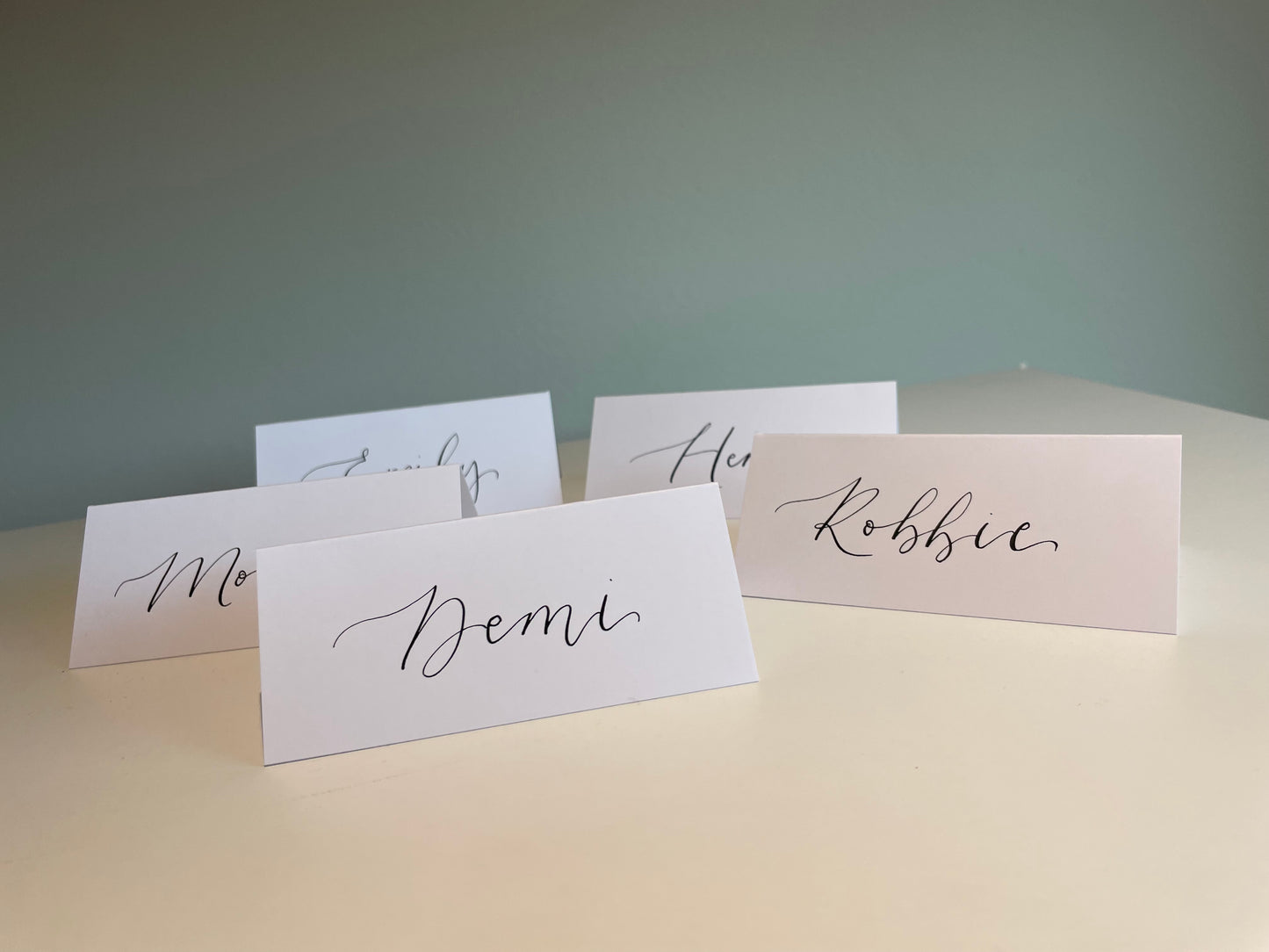 WHITE Calligraphy Tented Place Name Card | Calligraphy Wedding Place Name Card | Folded Place Card