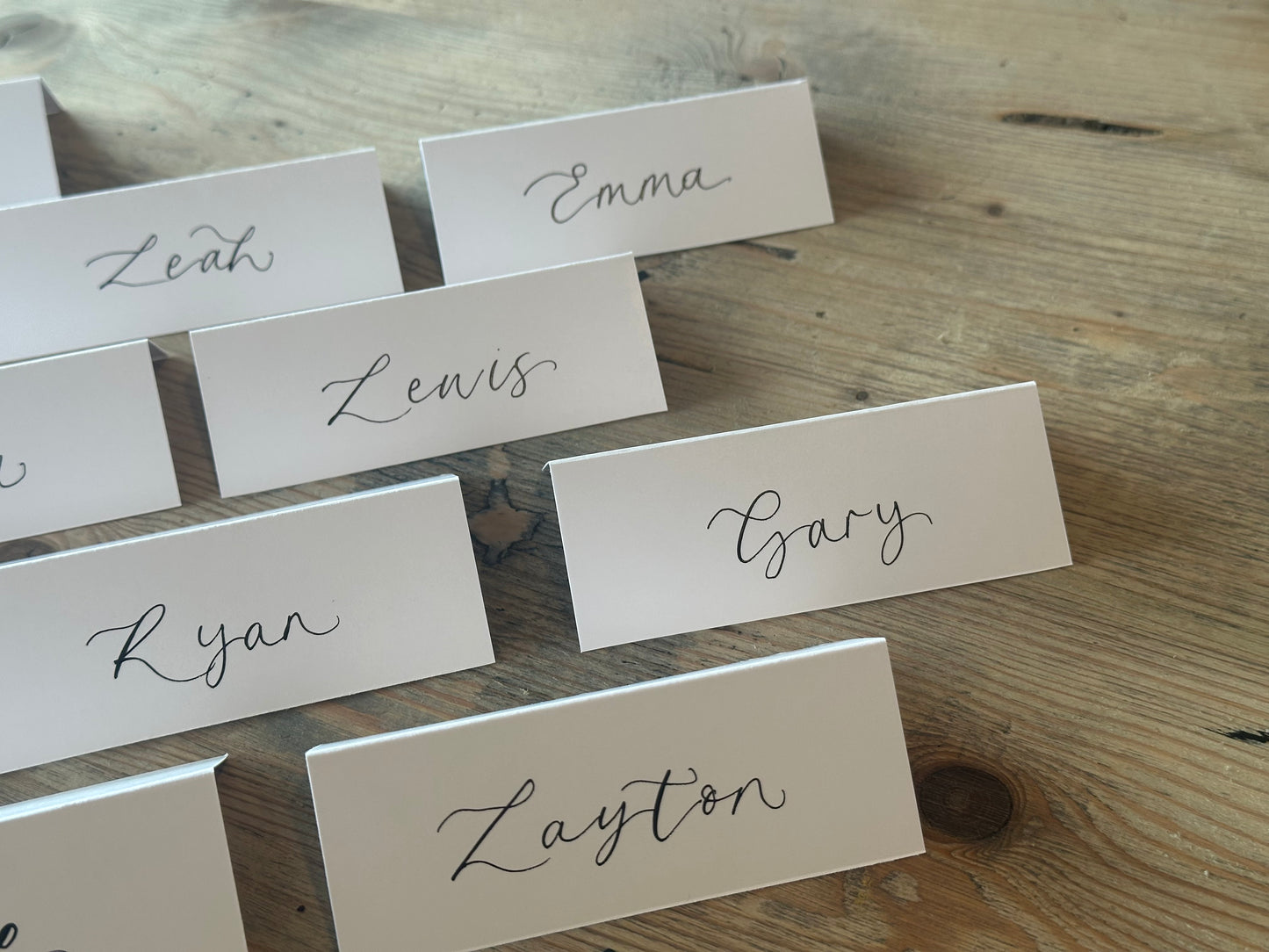 WHITE Calligraphy Tented Place Name Card | Calligraphy Wedding Place Name Card | Folded Place Card