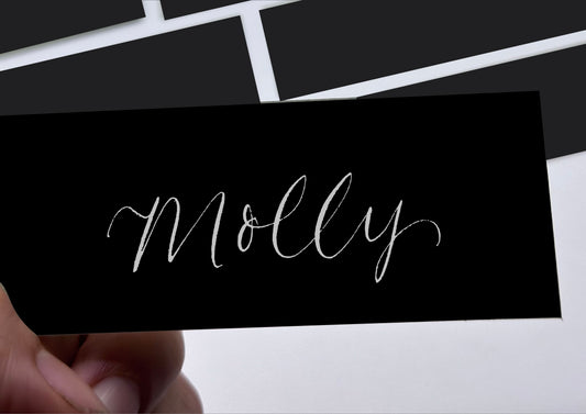 BLACK Calligraphy Place Name Card | Calligraphy Wedding Place Name Card | Flat Place Card