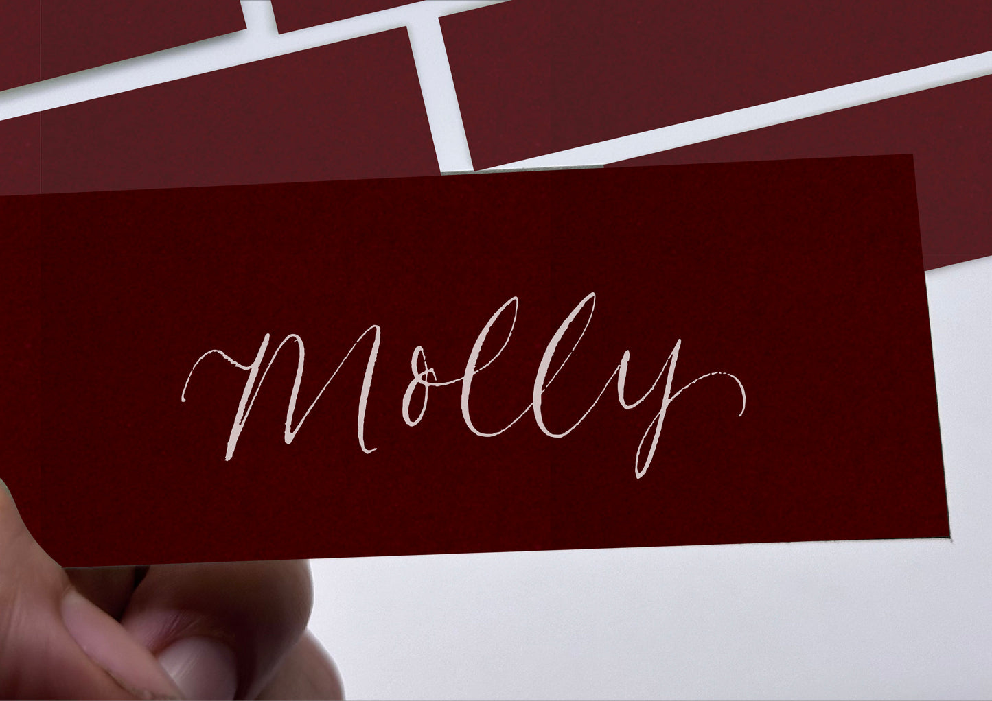 BURGUNDY Calligraphy Place Name Card | Calligraphy Wedding Place Name Card | Flat Place Card