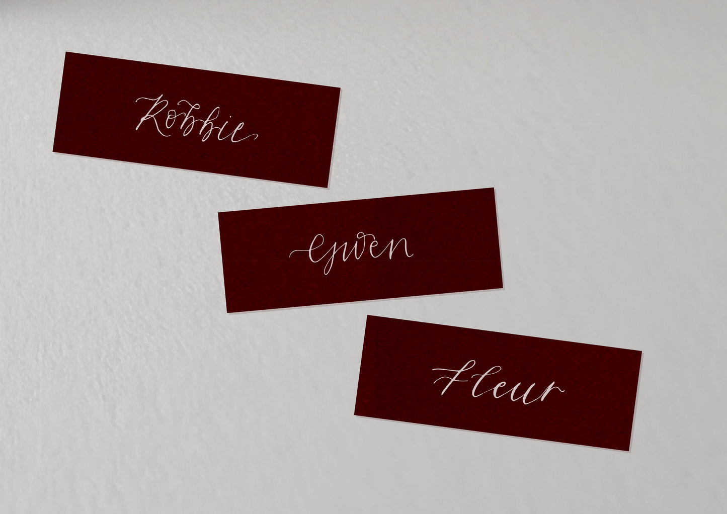 BURGUNDY Calligraphy Place Name Card | Calligraphy Wedding Place Name Card | Flat Place Card