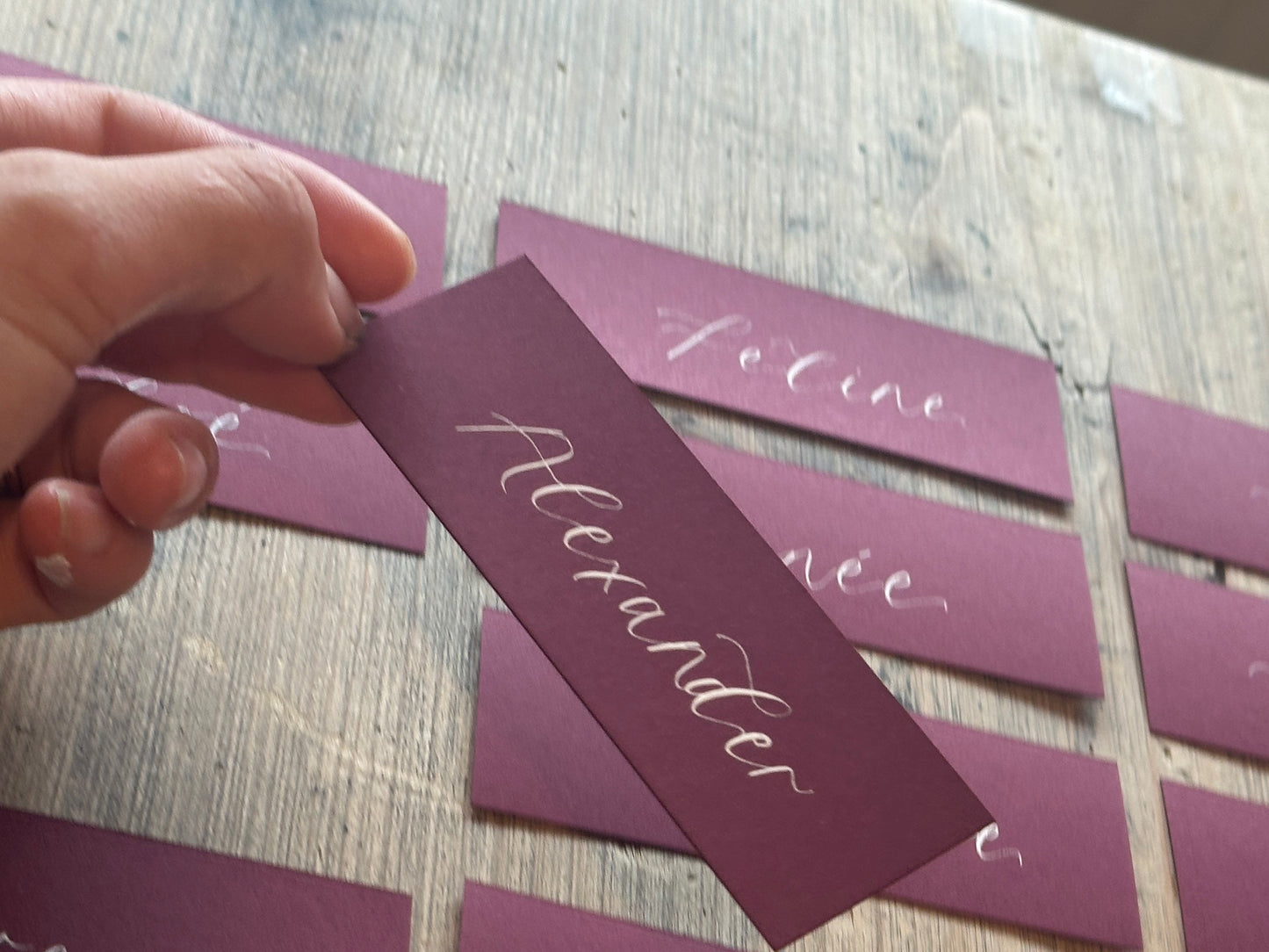 BURGUNDY Calligraphy Place Name Card | Calligraphy Wedding Place Name Card | Flat Place Card