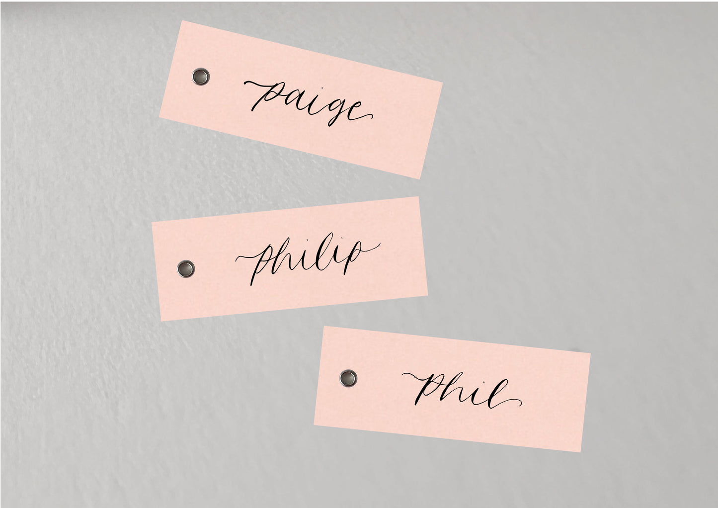 BLUSH Pink Calligraphy Place Name Card | Calligraphy Wedding Place Name Card | Flat Place Card