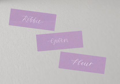 LAVENDER LILAC Calligraphy Place Name Card | Calligraphy Wedding Place Name Card | Flat Place Card
