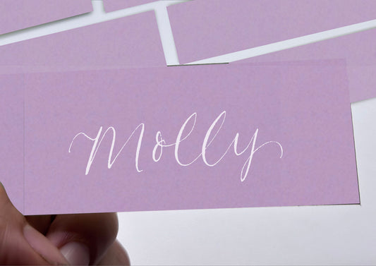 LAVENDER LILAC Calligraphy Place Name Card | Calligraphy Wedding Place Name Card | Flat Place Card