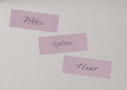 LIGHT LILAC Calligraphy Place Name Card | Calligraphy Wedding Place Name Card | Flat Place Card
