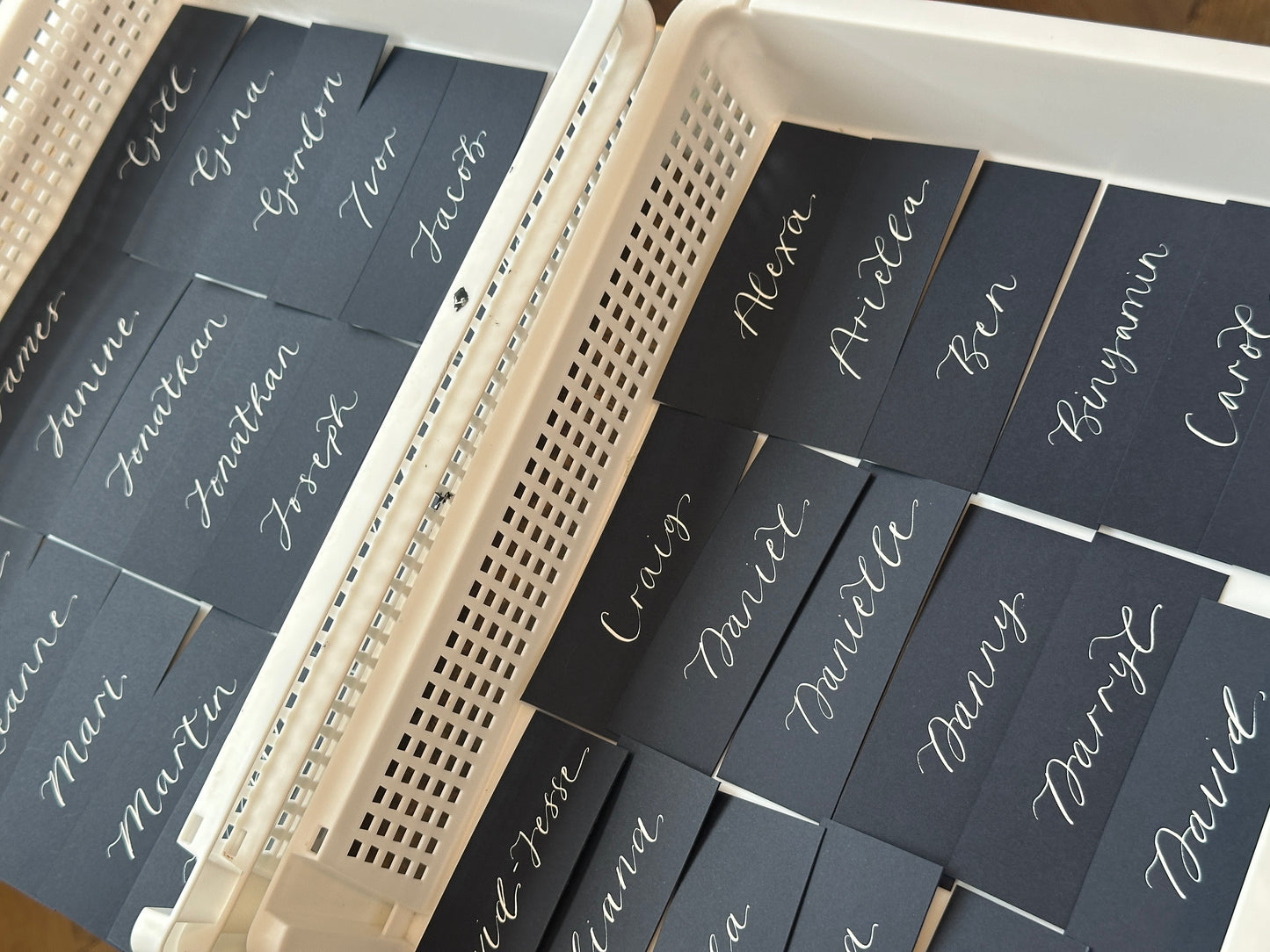 Navy Flat Wedding Place Cards | Calligraphy Place Cards