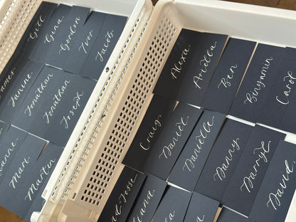 Navy Flat Wedding Place Cards | Calligraphy Place Cards