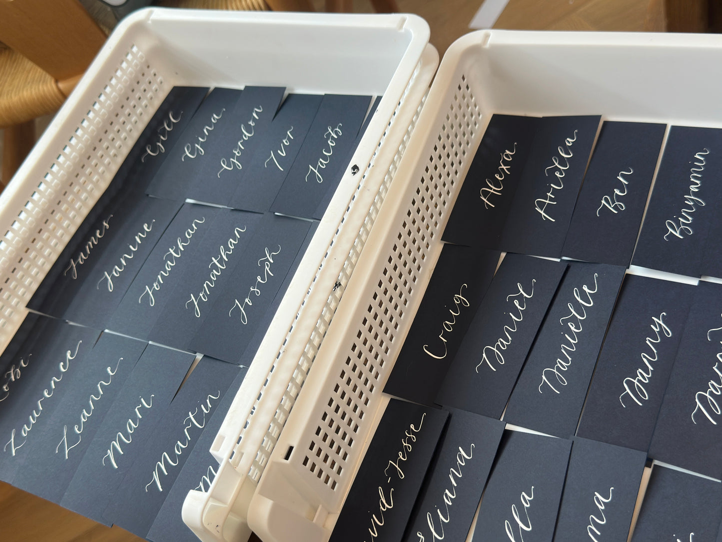 Navy Flat Wedding Place Cards | Calligraphy Place Cards