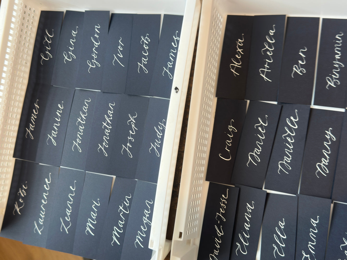Navy Flat Wedding Place Cards | Calligraphy Place Cards