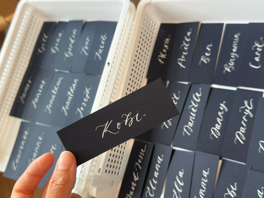 Navy Flat Wedding Place Cards | Calligraphy Place Cards