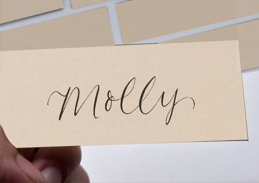 NUDE Calligraphy Place Name Card | Calligraphy Wedding Place Name Card | Flat Place Card