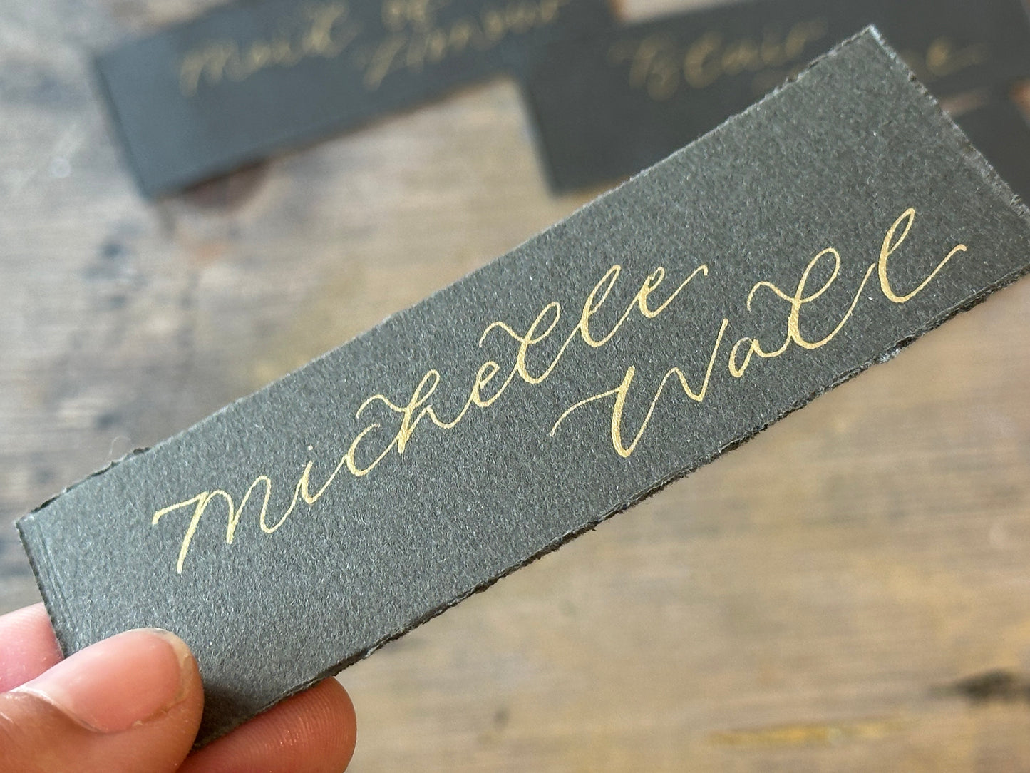 Custom Card Deckle Edge Flat Wedding Place Cards | Calligraphy Place Cards