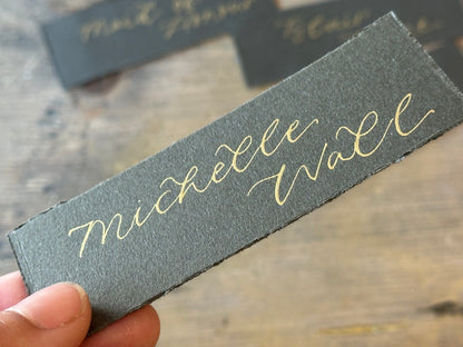Custom Card Deckle Edge Flat Wedding Place Cards | Calligraphy Place Cards