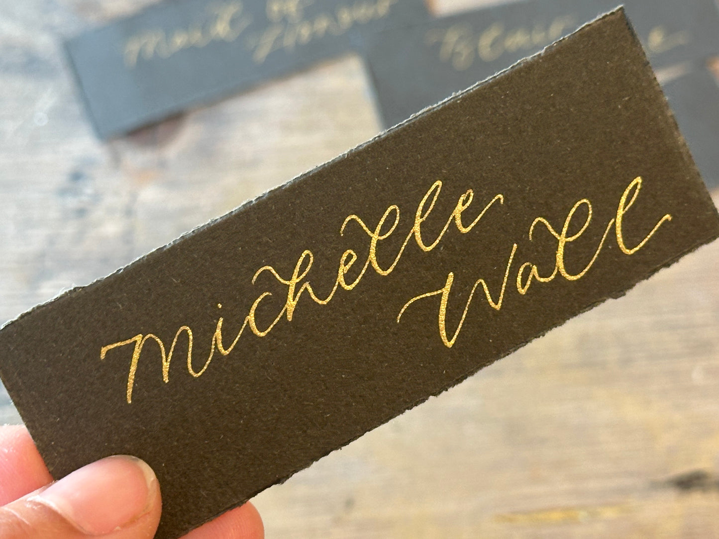 Custom Card Deckle Edge Flat Wedding Place Cards | Calligraphy Place Cards