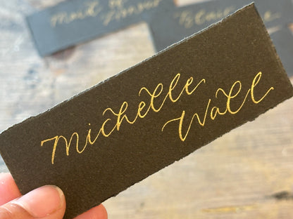 Custom Card Deckle Edge Flat Wedding Place Cards | Calligraphy Place Cards