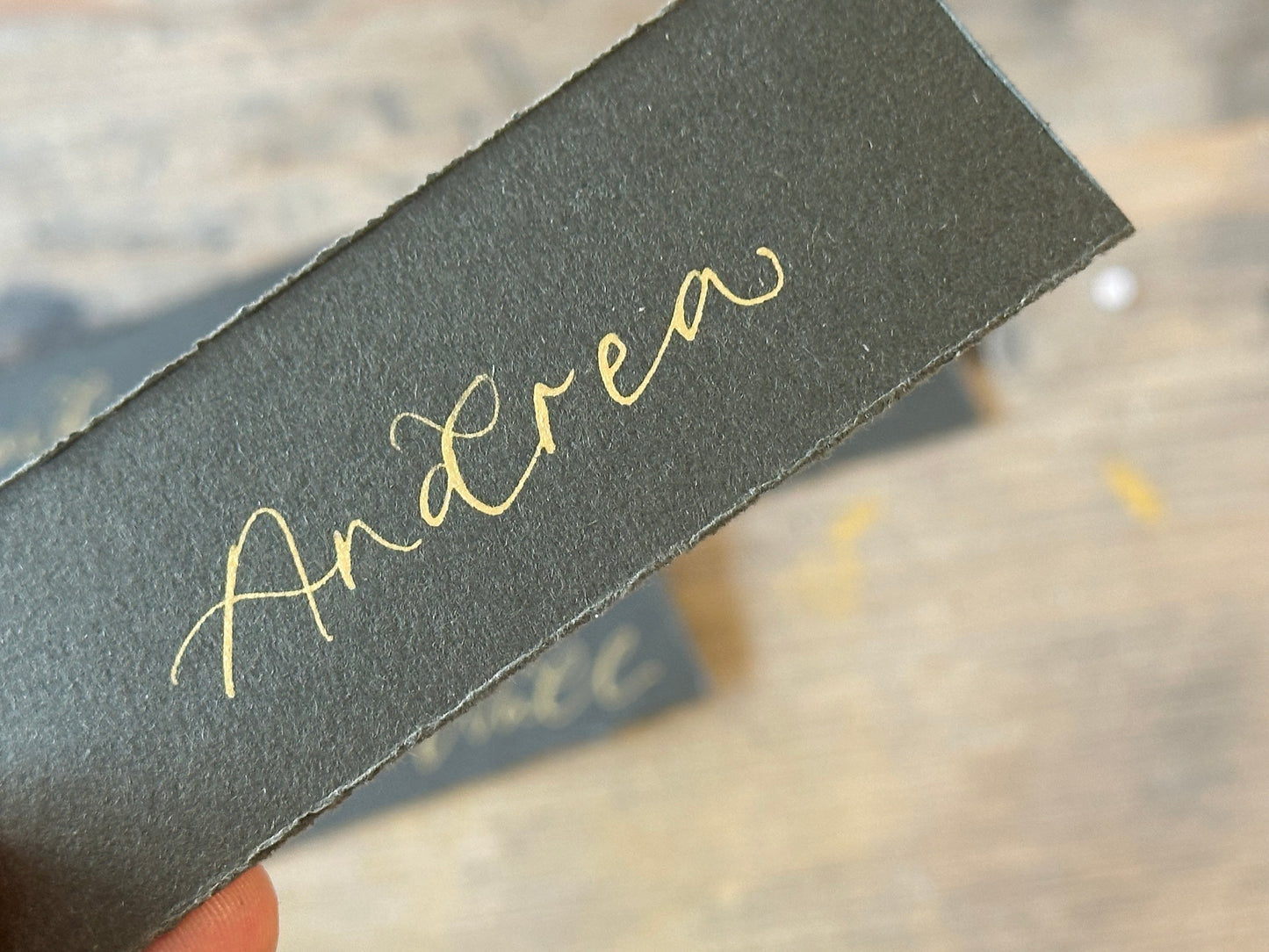 Custom Card Deckle Edge Flat Wedding Place Cards | Calligraphy Place Cards