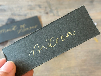 Custom Card Deckle Edge Flat Wedding Place Cards | Calligraphy Place Cards